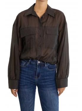 Camicia tinta unita con tasche Flavia 